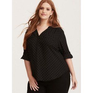 Torrid Womens 2X Black Polka Dots Harper Georgette